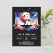 ファンタジーミニマリストライオン誕生日 招待状 (スタンド正面)
