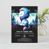 ファンタジーミニマリストライオン誕生日 招待状 (スタンド正面)