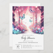 ファンタジーモダン魅惑の森の赤ちゃんシャワー 招待状 (正面/裏面)