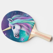 ファンタジーユニコーンとブルーとピンクのヘアポスター 卓球ラケット (横)