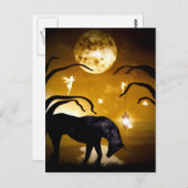 ファンタジーユニコーンと妖精のはがき ポストカード (正面/裏面)