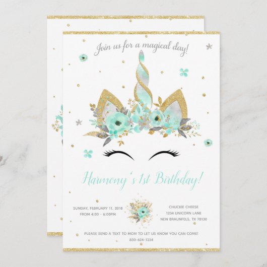 ファンタジーユニコーンの招待状 招待状 (正面/裏面)