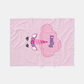 ファンタジーユニコーンフローラクラウドピンクパーソナライズされた フリースブランケット (正面(横))