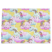 ファンタジーユニコーン女の子のパターンパーティーバッグ ラージペーパーバッグ (正面)