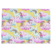 ファンタジーユニコーン女の子のパターンパーティーバッグ ラージペーパーバッグ (裏面)