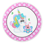 ファンタジーユニコーン女の子のルームノブ セラミックノブ (正面)