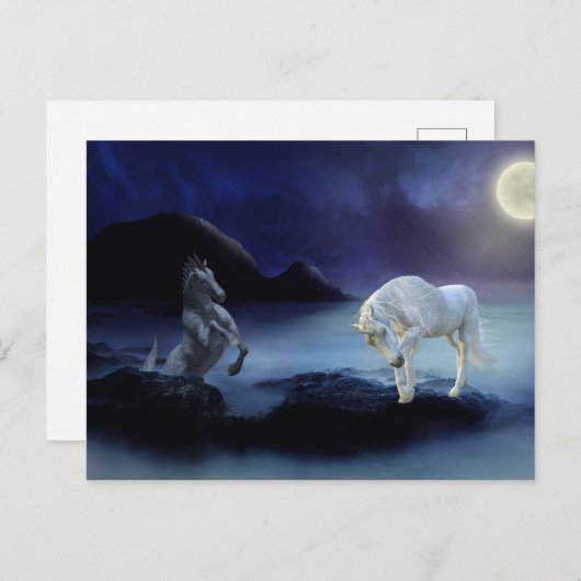 ファンタジーユニコーン海馬の神話的な海の生物 ポストカード (正面/裏面)