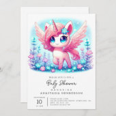 ファンタジーユニコーン赤ちゃんシャワー 招待状 (正面/裏面)