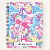 ファンタジーユニコーン雲子供スケッチ/練習カスタム ノートブック (正面)