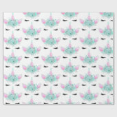 ファンタジーユニコーン顔タイルパーティーラップ ラッピングペーパー (フラット)