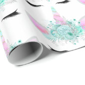 ファンタジーユニコーン顔タイルパーティーラップ ラッピングペーパー (ロールコーナー)