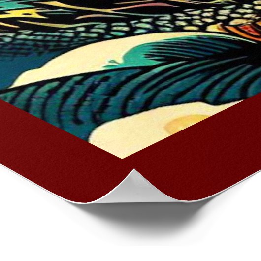 ファンタジーヨーロッパドラゴン – Woodcut 2 ポスター (角)