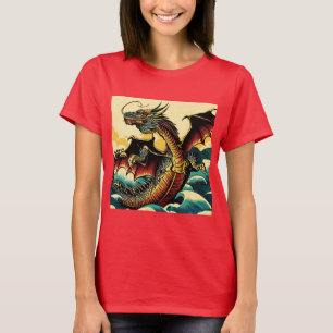 ファンタジーヨーロッパドラゴン – Woodcut 2 Tシャツ