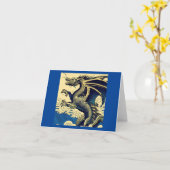 ファンタジーヨーロッパドラゴン – Woodcut 3 カード (黄色い花)