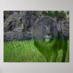ファンタジーライオン動物アートフォト絵画ズ ポスター