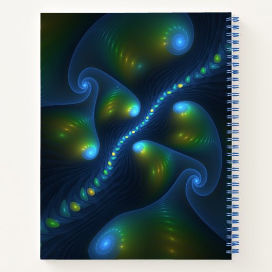 ファンタジーライト抽象芸術ブルーグリーンイエローアート名 ノートブック (裏面)