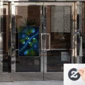 ファンタジーライト抽象芸術ブルーグリーンイエローフラクタル ウィンドウサイン (オフィスドア)