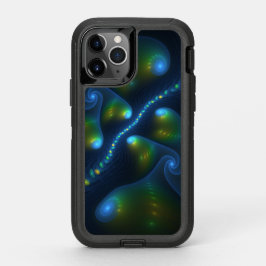 ファンタジーライト抽象芸術ブルーグリーンイエローフラクタル オッターボックスディフェンダーiPhone 11 PROケース