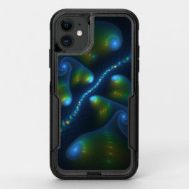 ファンタジーライト抽象芸術ブルーグリーンイエローフラクタル オッターボックスコミューターiPhone 11ケース