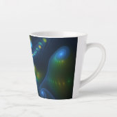 ファンタジーライト抽象芸術ブルーグリーンイエローフラクタル カフェラテマグ (右)