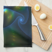 ファンタジーライト抽象芸術ブルーグリーンイエローフラクタル キッチンタオル (四つ折り)