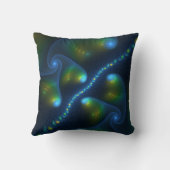 ファンタジーライト抽象芸術ブルーグリーンイエローフラクタル クッション (裏面)