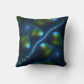 ファンタジーライト抽象芸術ブルーグリーンイエローフラクタル クッション (裏面)