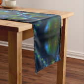 ファンタジーライト抽象芸術ブルーグリーンイエローフラクタル ショートテーブルランナー (インサイチュ)