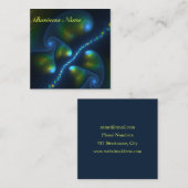 ファンタジーライト抽象芸術ブルーグリーンイエローフラクタル スクエア名刺 (正面/裏面)