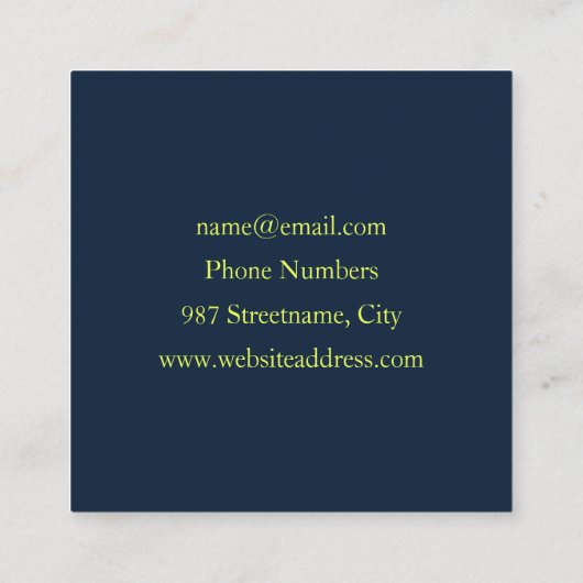 ファンタジーライト抽象芸術ブルーグリーンイエローフラクタル スクエア名刺 (裏面)