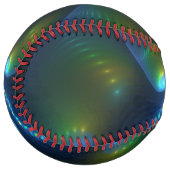 ファンタジーライト抽象芸術ブルーグリーンイエローフラクタル ソフトボール (正面左)