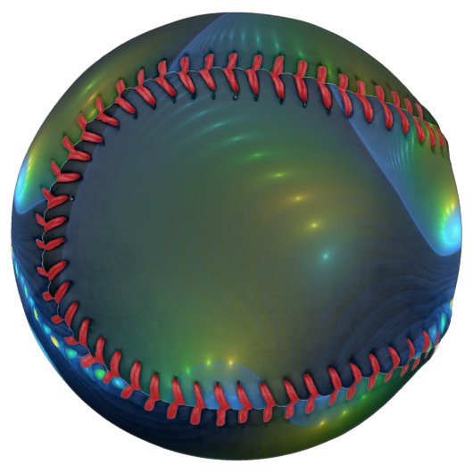 ファンタジーライト抽象芸術ブルーグリーンイエローフラクタル ソフトボール (正面左)