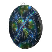 ファンタジーライト抽象芸術ブルーグリーンイエローフラクタル ダーツボード (正面右)