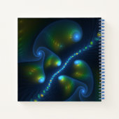 ファンタジーライト抽象芸術ブルーグリーンイエローフラクタル ノートブック (裏面)