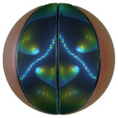 ファンタジーライト抽象芸術ブルーグリーンイエローフラクタル バスケットボール (縦)