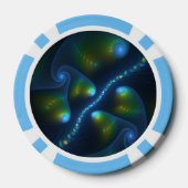 ファンタジーライト抽象芸術ブルーグリーンイエローフラクタル ポーカーチップ (裏面)