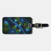 ファンタジーライト抽象芸術ブルーグリーンイエローフラクタル ラゲッジタグ (正面横)