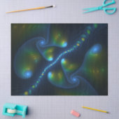 ファンタジーライト抽象芸術ブルーグリーンイエローフラクタル 薄葉紙 (クラフト)