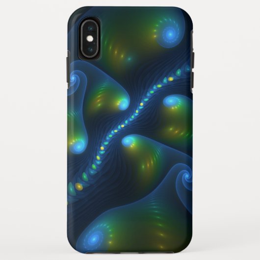 ファンタジーライト抽象芸術ブルーグリーンイエローフラクタル Case-Mate iPhoneケース (裏面)