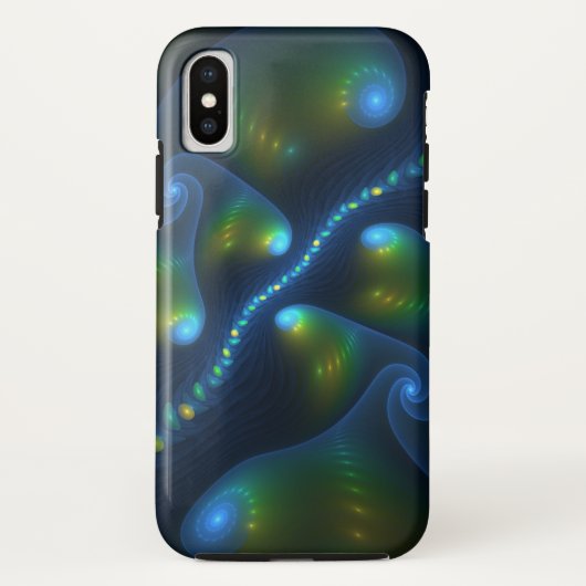 ファンタジーライト抽象芸術ブルーグリーンイエローフラクタル Case-Mate iPhoneケース (裏面)