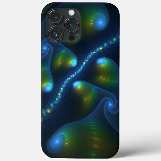 ファンタジーライト抽象芸術ブルーグリーンイエローフラクタル Case-Mate iPhoneケース (裏面)