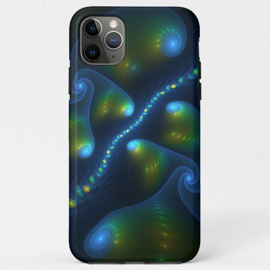 ファンタジーライト抽象芸術ブルーグリーンイエローフラクタル Case-Mate iPhoneケース (裏面)