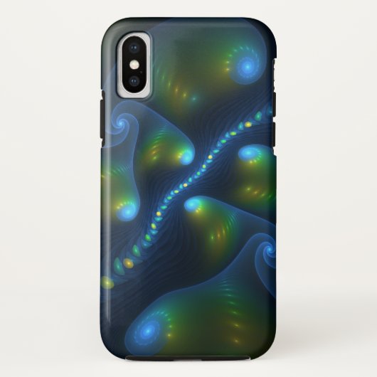 ファンタジーライト抽象芸術ブルーグリーンイエローフラクタル Case-Mate iPhoneケース (裏面)