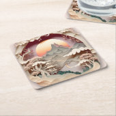 ファンタジーランドスケープ紙カットスクエア紙コースター スクエアペーパーコースター (アングル)