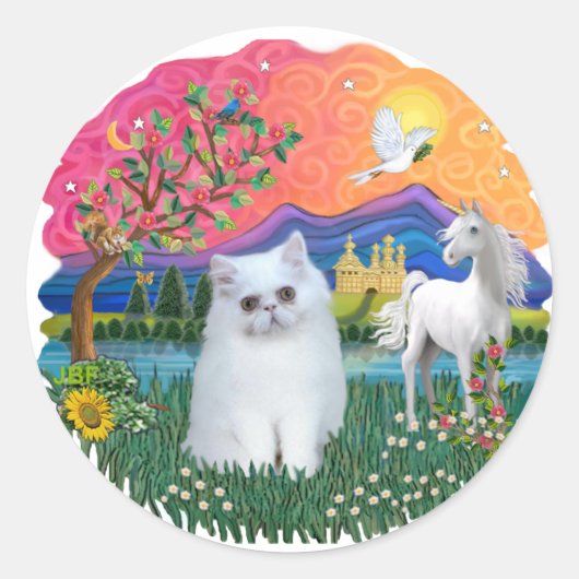 ファンタジーランド (ff) - ペルシャの子猫 (白) ラウンドシール (正面)