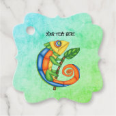 ファンタジーリザードオンブランチビッグアイズグリーンブルーミックス フェイバータグ (正面)