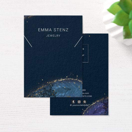 ファンタジールックスブルー金ゴールドネックレスディスプレイカード (デスク)