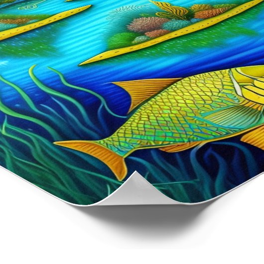 ファンタジーレイクフィッシュアートプリント ポスター (角)