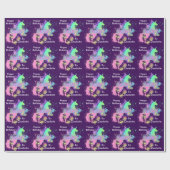 ファンタジーレインボーユニコーンパーソナライズされた ラッピングペーパー (フラット)