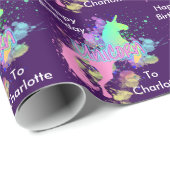 ファンタジーレインボーユニコーンパーソナライズされた ラッピングペーパー (ロールコーナー)